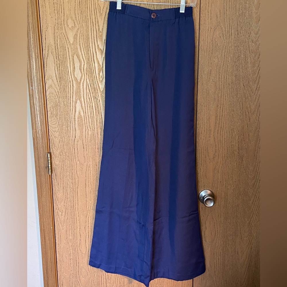 Vintage wide leg long blue pants
